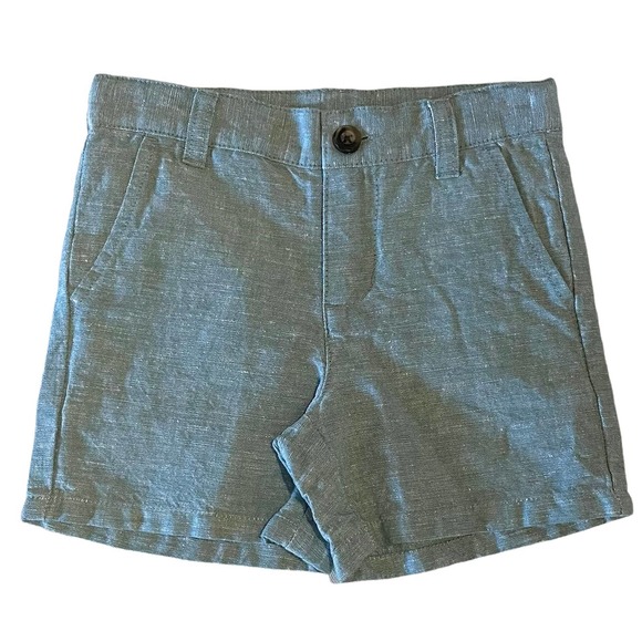 Janie & Jack Boys Linen Shorts Sage/Blue 2T